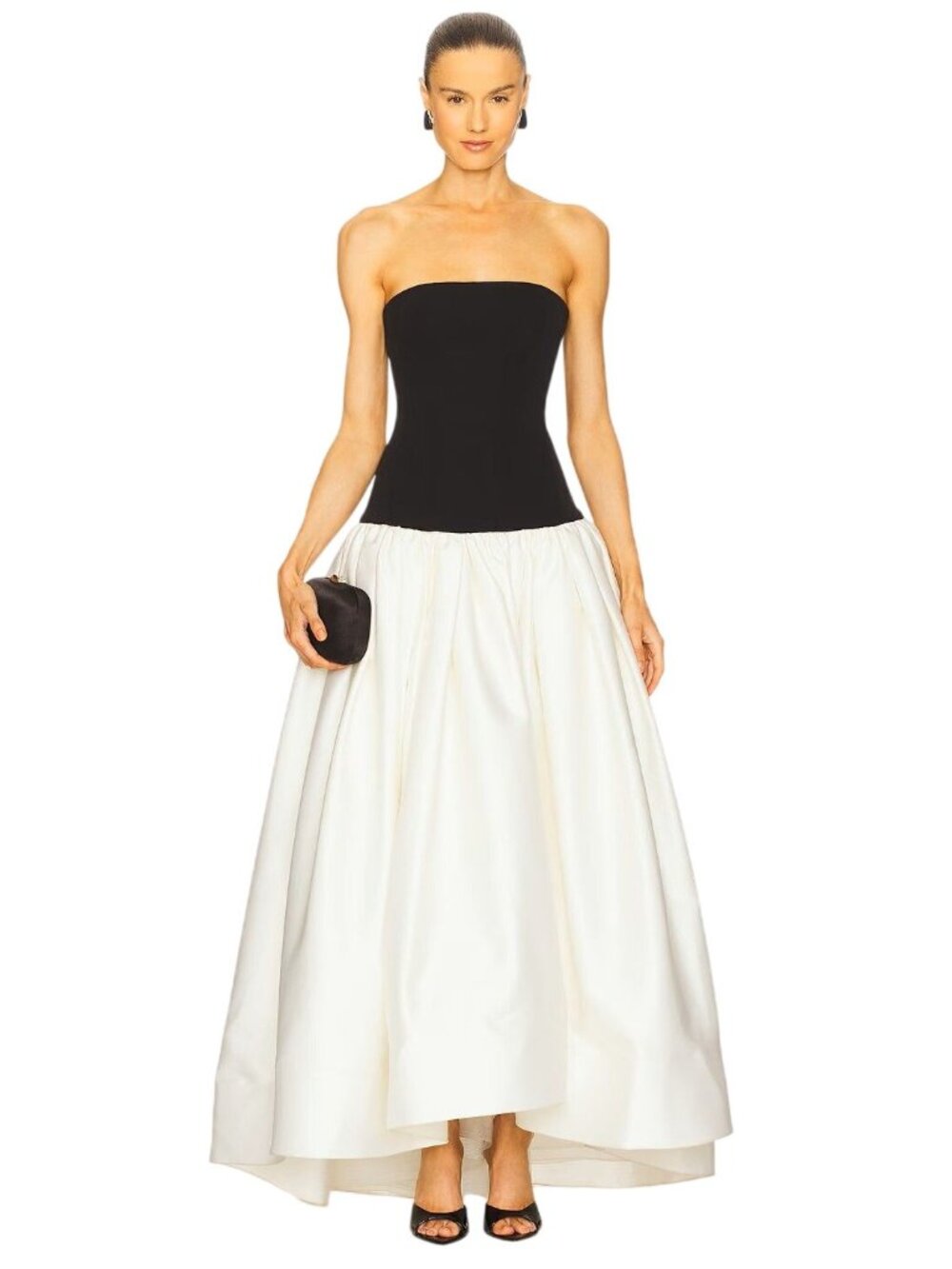 Bronx and Banco Arlo Strapless Dress in Black & White Medium New Womens Gown